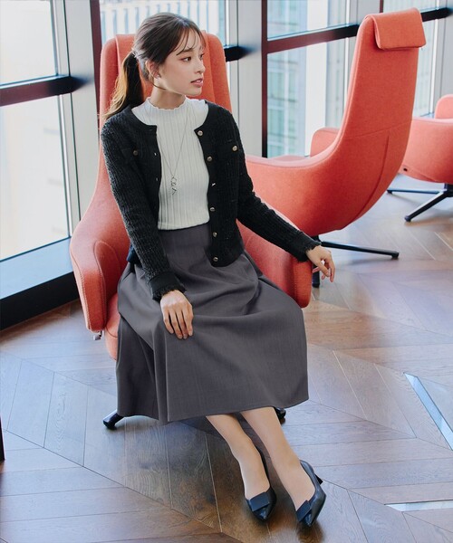 Tiaclasse（ティアクラッセ）の「メランジツイルフレアスカート（スカート・レディース・チャコールグレー/ベージュ/ブラック・S/M/L）」の16枚目の写真