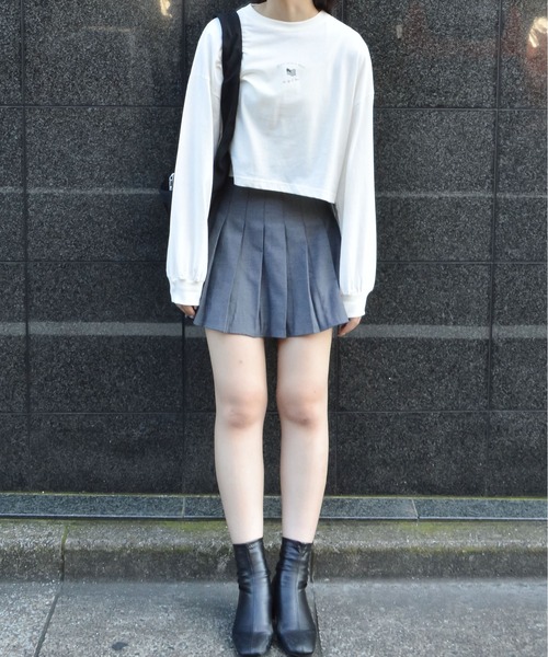 spiritoso(スピリトーゾ)の「【spiritoso】アメリカンフラッグクロップドロンTEE(Tシャツ/カットソー・レディース・オフホワイト/チャコールグレー/モカ・FREE)」の8枚目の写真