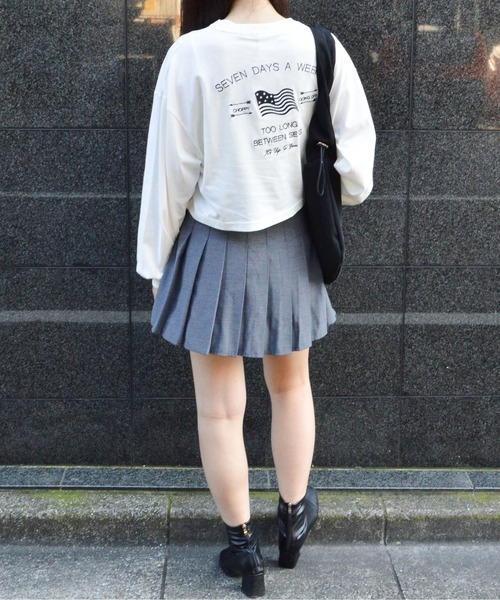 spiritoso(スピリトーゾ)の「【spiritoso】アメリカンフラッグクロップドロンTEE(Tシャツ/カットソー・レディース・オフホワイト/チャコールグレー/モカ・FREE)」の10枚目の写真
