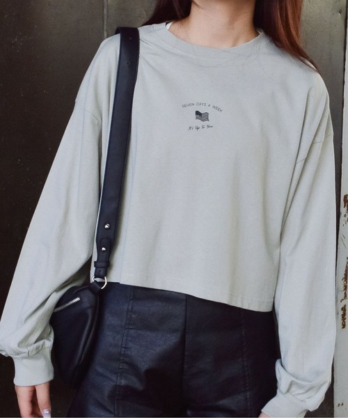 spiritoso(スピリトーゾ)の「【spiritoso】アメリカンフラッグクロップドロンTEE(Tシャツ/カットソー・レディース・オフホワイト/チャコールグレー/モカ・FREE)」の12枚目の写真