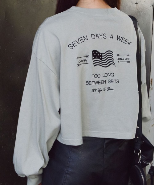 spiritoso(スピリトーゾ)の「【spiritoso】アメリカンフラッグクロップドロンTEE(Tシャツ/カットソー・レディース・オフホワイト/チャコールグレー/モカ・FREE)」の15枚目の写真