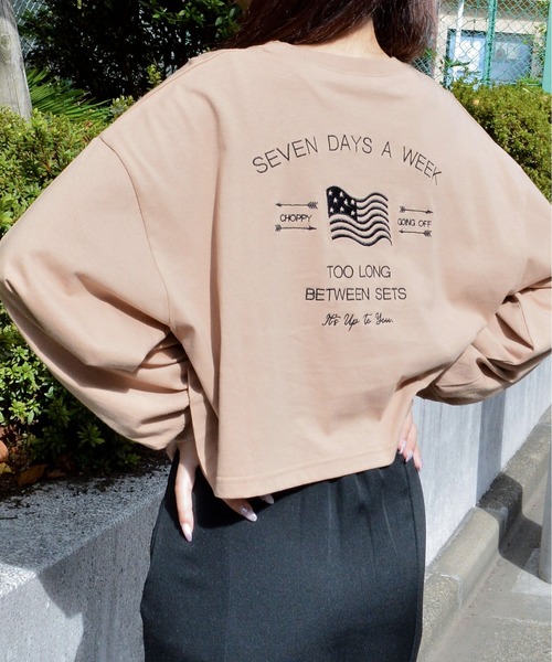 spiritoso(スピリトーゾ)の「【spiritoso】アメリカンフラッグクロップドロンTEE(Tシャツ/カットソー・レディース・オフホワイト/チャコールグレー/モカ・FREE)」の16枚目の写真