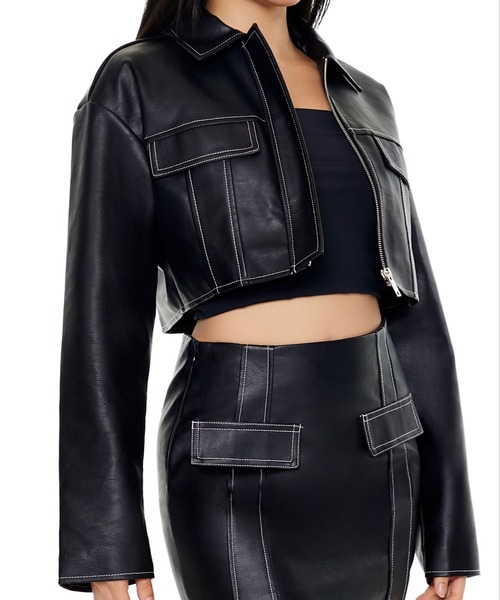 FOREVER 21（フォーエバー トゥエンティーワン）の「フェイクレザージャケット（その他アウター・レディース・ブラック・MEDIUM/SMALL）」の4枚目の写真