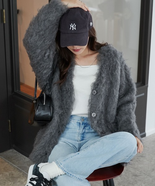 WEGO(ウィゴー)の「WEGO/ブラッシュカーデ(カーディガン/ボレロ・レディース・ライトグレー/ダークグレー/ネイビー・FREE)」の2枚目の写真