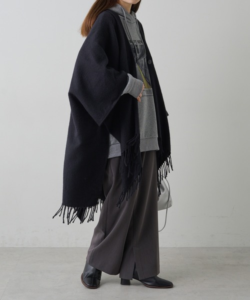 PUAL CE CIN（ピュアルセシン）の「マルチウェイウールブレンドポンチョストール（ストール/ショール・レディース・ブラック・FREE）」の7枚目の写真