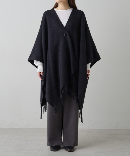 PUAL CE CIN（ピュアルセシン）の「マルチウェイウールブレンドポンチョストール（ストール/ショール・レディース・ブラック・FREE）」の9枚目の写真
