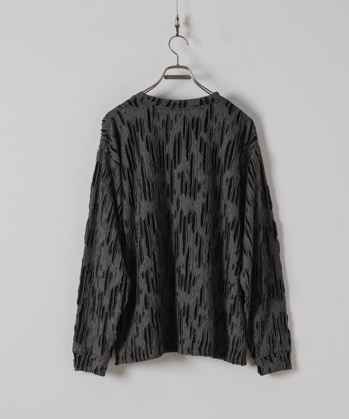 CASPER JOHN（キャスパージョン）の「Striped crepe long T-shits/楊柳ロンT（Tシャツ/カットソー・メンズ・ブラック/グレー・LARGE/MEDIUM/SMALL/X-SMALL）」の18枚目の写真