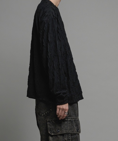 CASPER JOHN（キャスパージョン）の「Striped crepe long T-shits/楊柳ロンT（Tシャツ/カットソー・メンズ・ブラック/グレー・LARGE/MEDIUM/SMALL/X-SMALL）」の13枚目の写真