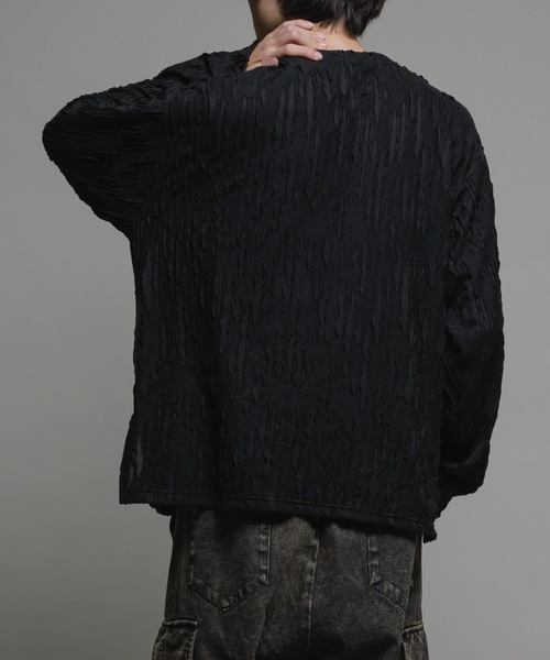 CASPER JOHN（キャスパージョン）の「Striped crepe long T-shits/楊柳ロンT（Tシャツ/カットソー・メンズ・ブラック/グレー・LARGE/MEDIUM/SMALL/X-SMALL）」の14枚目の写真