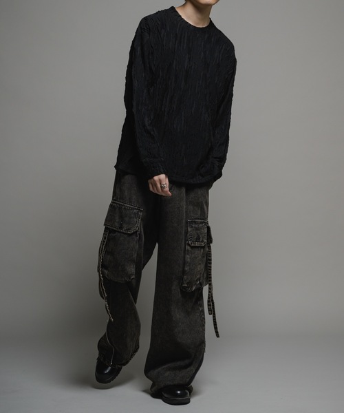 CASPER JOHN（キャスパージョン）の「Striped crepe long T-shits/楊柳ロンT（Tシャツ/カットソー・メンズ・ブラック/グレー・LARGE/MEDIUM/SMALL/X-SMALL）」の15枚目の写真