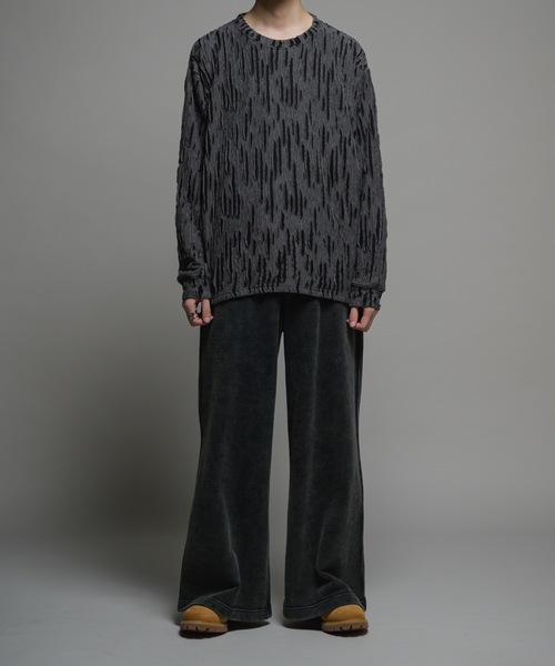 CASPER JOHN（キャスパージョン）の「Striped crepe long T-shits/楊柳ロンT（Tシャツ/カットソー・メンズ・ブラック/グレー・LARGE/MEDIUM/SMALL/X-SMALL）」の7枚目の写真