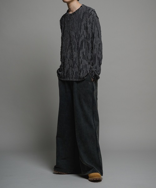 CASPER JOHN（キャスパージョン）の「Striped crepe long T-shits/楊柳ロンT（Tシャツ/カットソー・メンズ・ブラック/グレー・LARGE/MEDIUM/SMALL/X-SMALL）」の8枚目の写真
