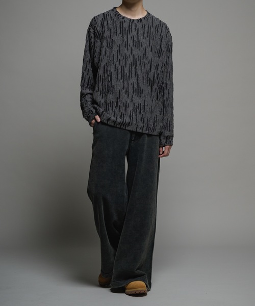 CASPER JOHN（キャスパージョン）の「Striped crepe long T-shits/楊柳ロンT（Tシャツ/カットソー・メンズ・ブラック/グレー・LARGE/MEDIUM/SMALL/X-SMALL）」の9枚目の写真
