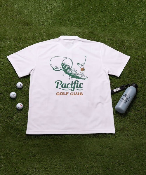 Pacific GOLF CLUB(パシフィックゴルフクラブ)の「FORE ON THE WAVES POLO(ポロシャツ・メンズ・ホワイト/ブラック・S/M/XL/XS/XXL/L)」の9枚目の写真