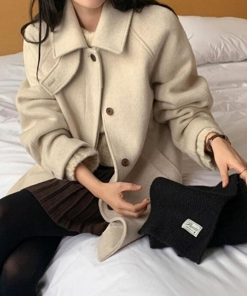 2wayチュニック丈ニットメルトンコート