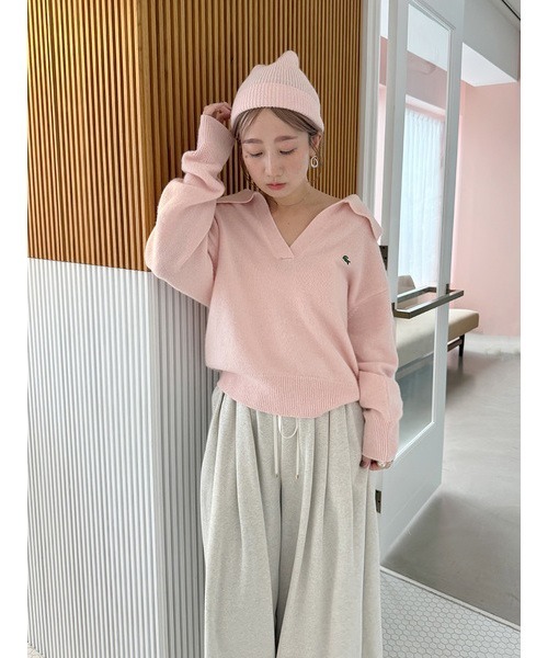 SNIDEL（スナイデル）の「LACOSTE/ニット帽（ニットキャップ/ビーニー・レディース・ピンク/グレー/アイボリー・FREE）」の8枚目の写真