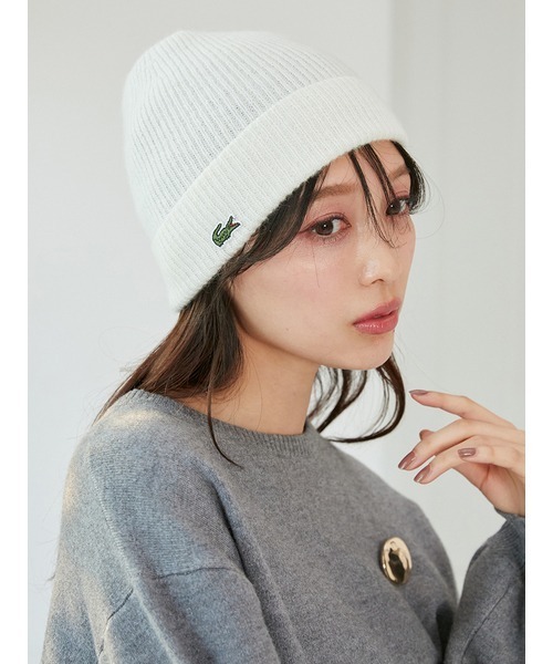 SNIDEL（スナイデル）の「LACOSTE/ニット帽（ニットキャップ/ビーニー・レディース・ピンク/グレー/アイボリー・FREE）」の10枚目の写真