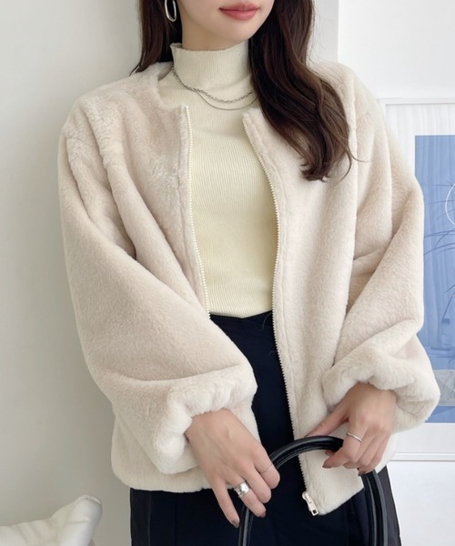 TREOVER(トレオーバー)の「ふわふわソフトタッチエコファージャケット(ノーカラーコート・レディース・アイボリー/キャメル/ダークブラウン/ベージュ・FREE)」の17枚目の写真