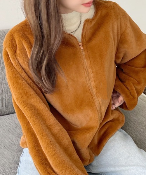 セール】ふわふわソフトタッチエコファージャケット（ノーカラーコート