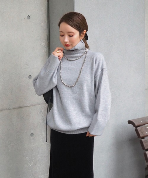 LAULEN(ローレン)の「highneck knit pullover /ハイネックニットプルオーバー(ニット/セーター・レディース・ブラック/グレー/レッド/ベージュ/アイボリー・FREE)」の4枚目の写真