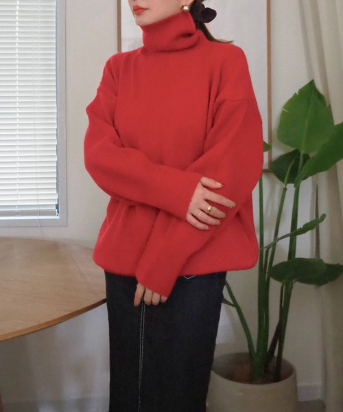 LAULEN(ローレン)の「highneck knit pullover /ハイネックニットプルオーバー(ニット/セーター・レディース・ブラック/グレー/レッド/ベージュ/アイボリー・FREE)」の5枚目の写真