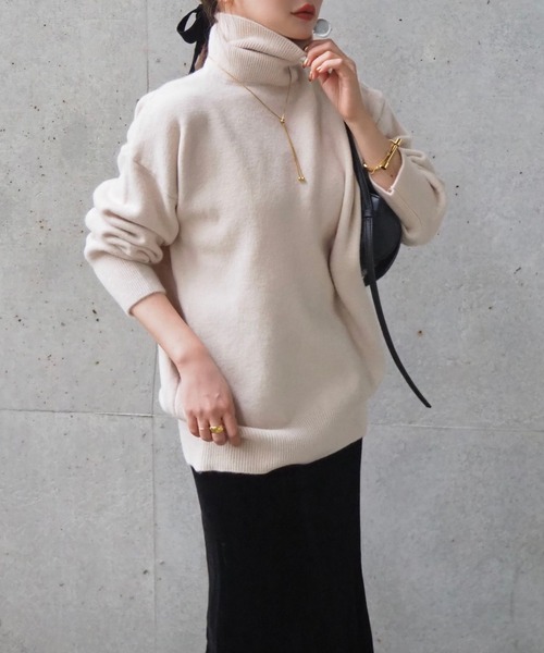 LAULEN(ローレン)の「highneck knit pullover /ハイネックニットプルオーバー(ニット/セーター・レディース・ブラック/グレー/レッド/ベージュ/アイボリー・FREE)」の2枚目の写真