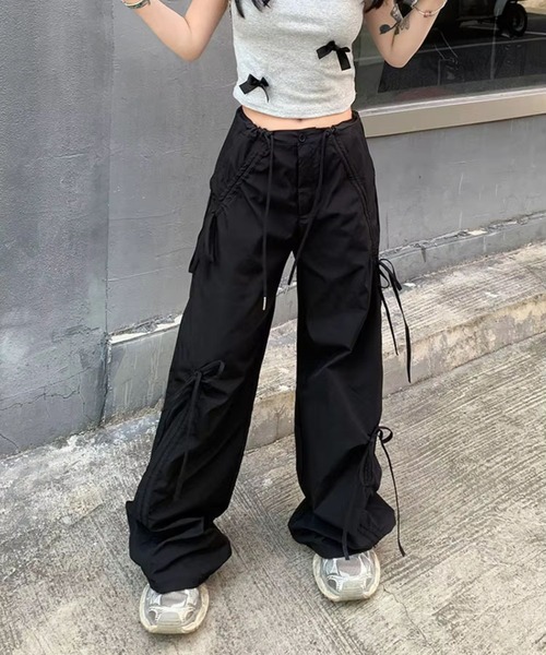 sevens(セブンズ)の「【sevens】ギャザーリボンカーゴパンツ(カーゴパンツ・レディース・ブラック/ベージュ・LARGE/MEDIUM)」の3枚目の写真