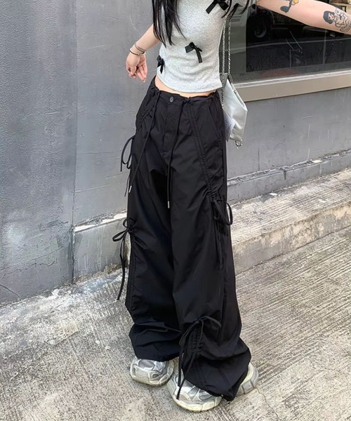 sevens(セブンズ)の「【sevens】ギャザーリボンカーゴパンツ(カーゴパンツ・レディース・ブラック/ベージュ・LARGE/MEDIUM)」の4枚目の写真