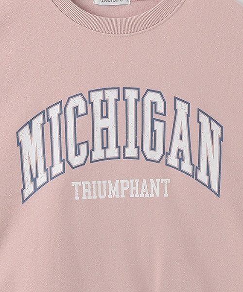 LOVETOXIC（ラブトキシック）の「【GOODPRICE】裏起毛カレッジプルオーバー（スウェット・キッズ・トップグレー/チャコール/グリーン/ピンク/オフホワイト・L/M/S）」の9枚目の写真