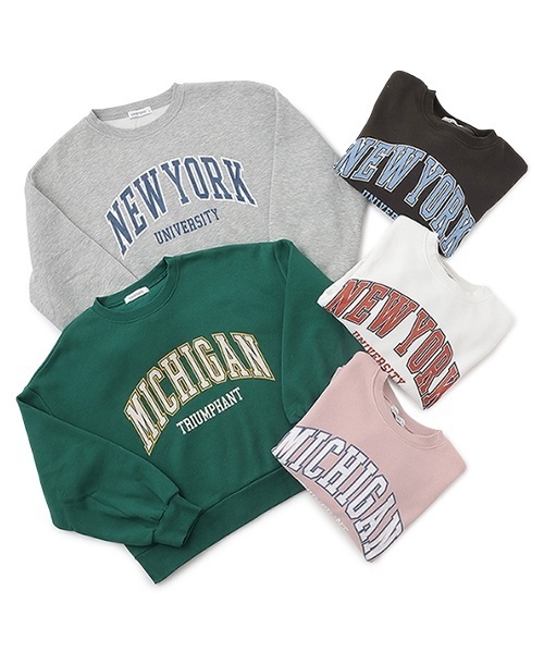 LOVETOXIC（ラブトキシック）の「【GOODPRICE】裏起毛カレッジプルオーバー（スウェット・キッズ・トップグレー/チャコール/グリーン/ピンク/オフホワイト・L/M/S）」の14枚目の写真