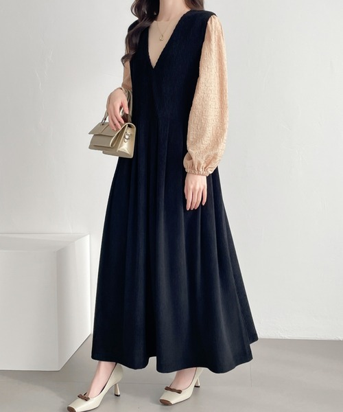 Hoppettaコーデュロイジャンパースカート ワンピース ネイビー 90cm