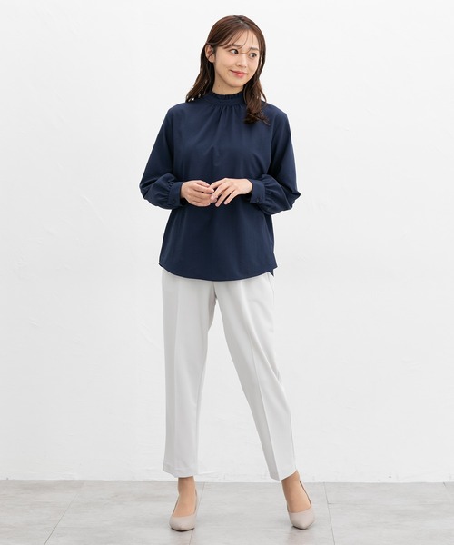 Honeys（ハニーズ）の「スタンドフリルブラウス（シャツ/ブラウス・レディース・ホワイト/ライトグレー/ネイビー/グリーン・LL/S/M/L）」の10枚目の写真