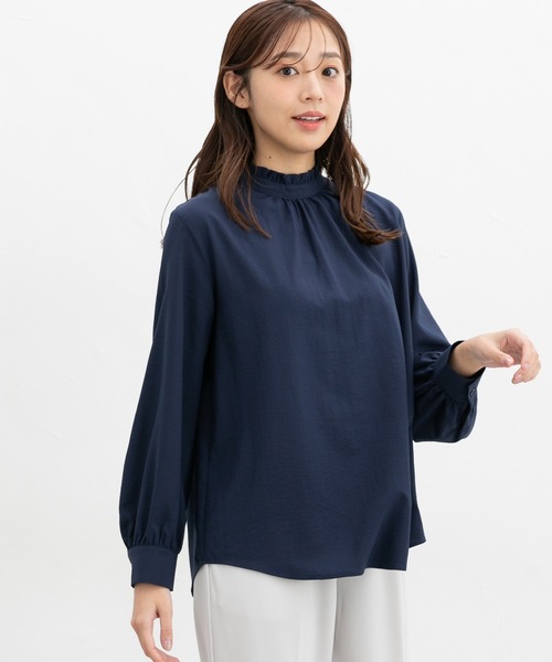 Honeys（ハニーズ）の「スタンドフリルブラウス（シャツ/ブラウス・レディース・ホワイト/ライトグレー/ネイビー/グリーン・LL/S/M/L）」の11枚目の写真
