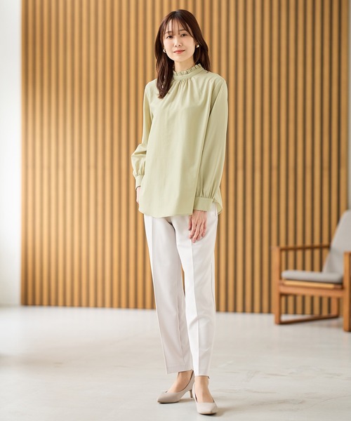 Honeys（ハニーズ）の「スタンドフリルブラウス（シャツ/ブラウス・レディース・ホワイト/ライトグレー/ネイビー/グリーン・LL/S/M/L）」の13枚目の写真