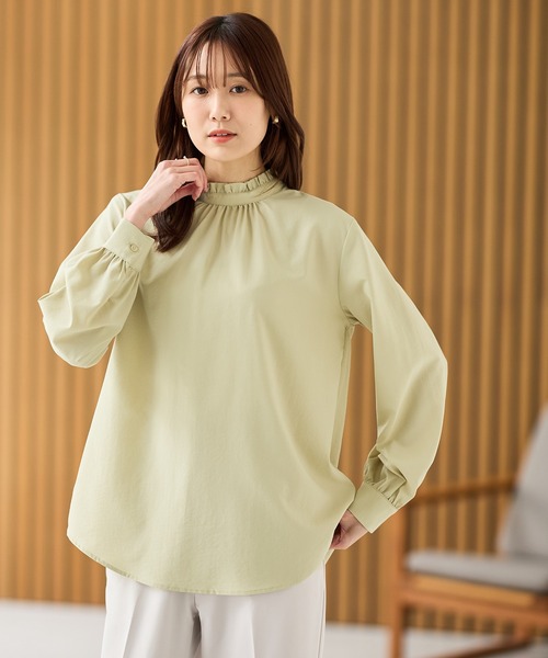 Honeys（ハニーズ）の「スタンドフリルブラウス（シャツ/ブラウス・レディース・ホワイト/ライトグレー/ネイビー/グリーン・LL/S/M/L）」の16枚目の写真