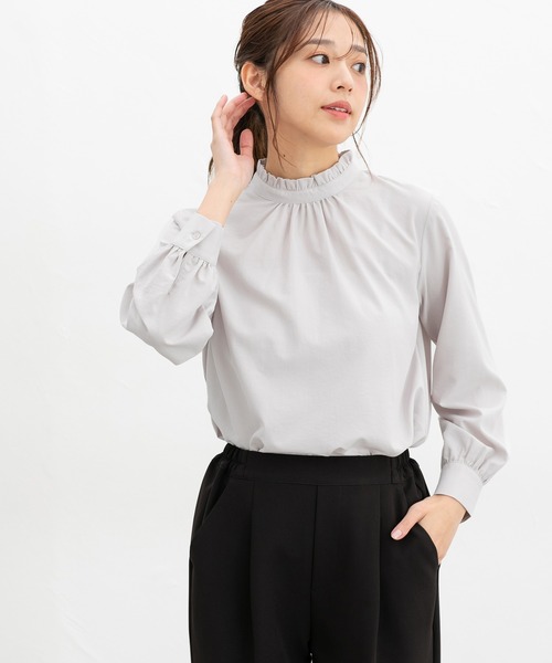 Honeys（ハニーズ）の「スタンドフリルブラウス（シャツ/ブラウス・レディース・ホワイト/ライトグレー/ネイビー/グリーン・LL/S/M/L）」の18枚目の写真