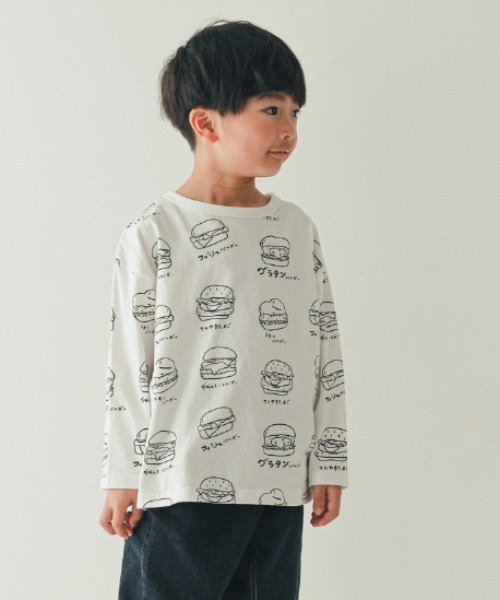 nicohrat(ニコフラート)の「nicohrat/ニコフラート いろいろバーガーロングTシャツ(Tシャツ/カットソー・キッズ・ラベンダー/ベージュ系その他6/ブラック・110cm/100cm/120cm/130cm/140cm/90cm)」の3枚目の写真