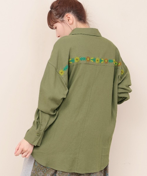 ブラウス シャツ リネン混フロル刺繍シャツ レディース チチカカ ブラウス シャツ リネン混フロル刺繍シャツ レディース