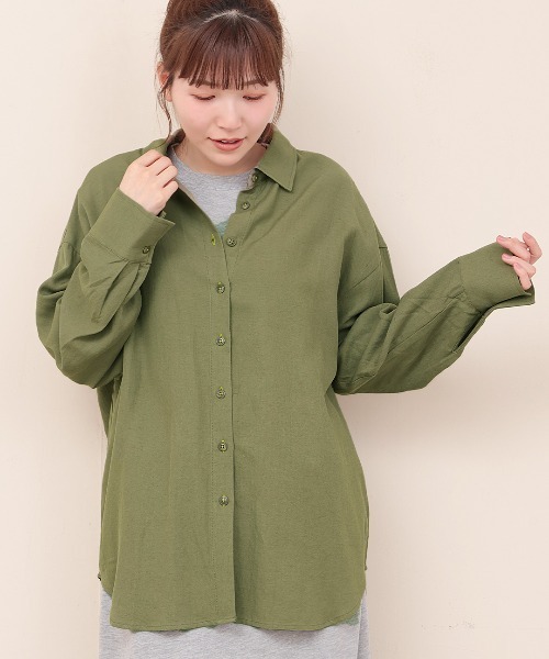 チチカカ（チチカカ）の「リネン混フロル刺繍シャツ（シャツ/ブラウス・レディース・カーキ/ナチュラル/ネイビー・FREE）」の9枚目の写真