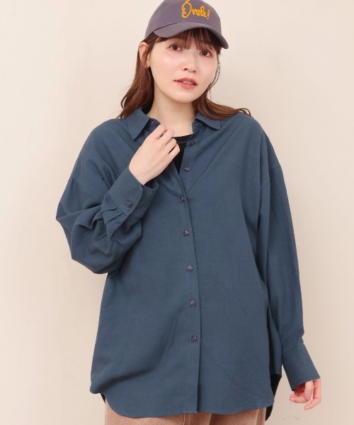 チチカカ（チチカカ）の「リネン混フロル刺繍シャツ（シャツ/ブラウス・レディース・カーキ/ナチュラル/ネイビー・FREE）」の12枚目の写真
