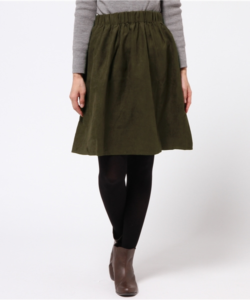 earth music&ecology（アースミュージックアンドエコロジー）の「フェイクスウェードスカート（スカート・レディース・ワインレッド/ブラウン/キャメル/ネイビー/カーキ・FREE）」の3枚目の写真
