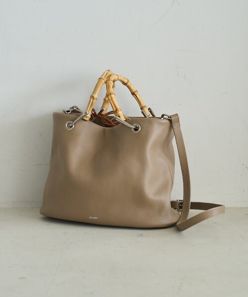 【美品】BEAURE ヴュレ FREAKS STORE 別注 バッグ ベージュ / 25春夏 バンブーハンドル バッグ / ショルダーバッグ トートバッグ 2WAY 牛革 本革 / ブランド カバン【レディース】【中古】 FREAK'S STORE（フリークスストア） ハンドバッグ BEAURE × FREAK'S