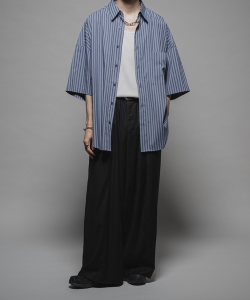 新しいスタイル Stripe shirts/ストライプオーバーシャツ（シャツ/ブラウス over トップス