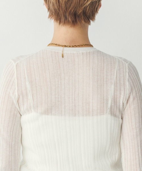 hunch(ハンチ)の「【WEB限定/別注】ランダムリブ シアートップス(ニット/セーター・レディース・ベージュ/ブラック/ライトブルー/オフホワイト/グレー・FREE)」の11枚目の写真