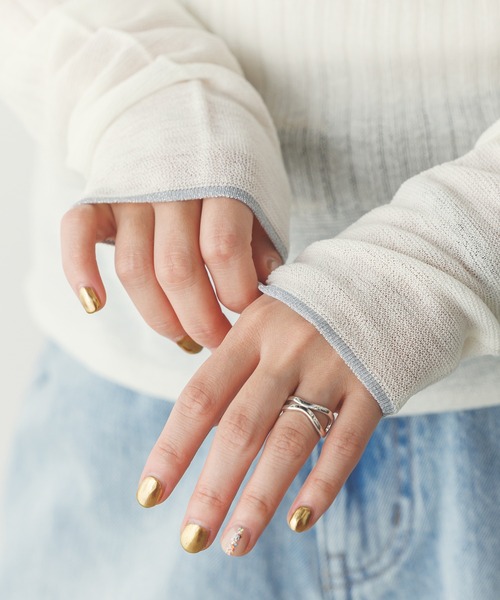 hunch(ハンチ)の「【WEB限定/別注】ランダムリブ シアートップス(ニット/セーター・レディース・ベージュ/ブラック/ライトブルー/オフホワイト/グレー・FREE)」の12枚目の写真