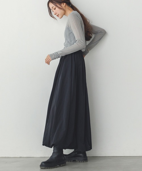 hunch(ハンチ)の「【WEB限定/別注】ランダムリブ シアートップス(ニット/セーター・レディース・ベージュ/ブラック/ライトブルー/オフホワイト/グレー・FREE)」の20枚目の写真