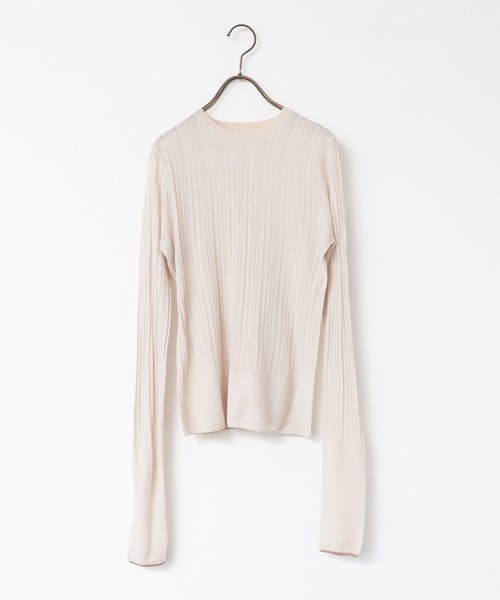 hunch(ハンチ)の「【WEB限定/別注】ランダムリブ シアートップス(ニット/セーター・レディース・ベージュ/ブラック/ライトブルー/オフホワイト/グレー・FREE)」の16枚目の写真