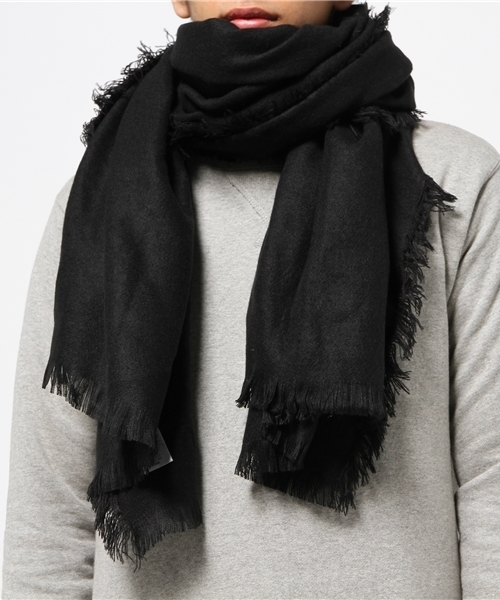 RAGEBLUE（レイジブルー）の「フリンジショールマフラー/570457（マフラー・メンズ・ブラック/グレー系その他/オリーブ・FREE）」の9枚目の写真