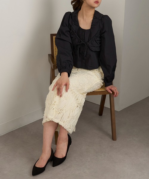 MAGASIN DE MODE Chou Chou(マガジンデモードシュシュ)の「【MAGASIN DE MODE Chou Chou】TNタフタ ビスチェレイヤード風ブラウス XNN(シャツ/ブラウス・レディース・ブラック/アイボリー/グレー・FREE)」の8枚目の写真