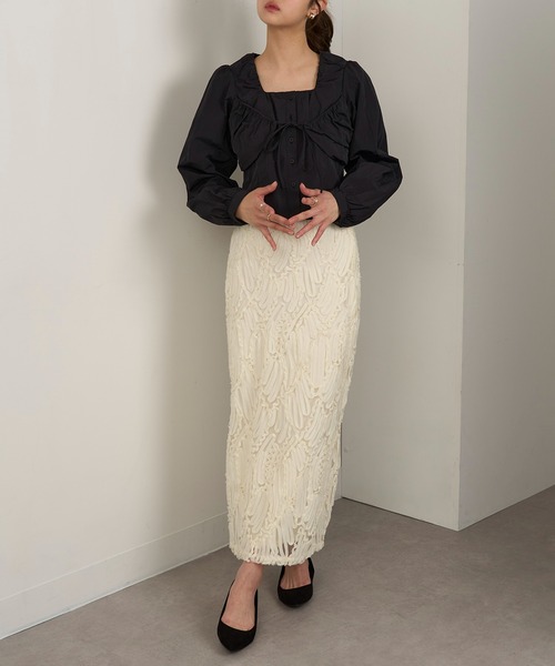 MAGASIN DE MODE Chou Chou(マガジンデモードシュシュ)の「【MAGASIN DE MODE Chou Chou】TNタフタ ビスチェレイヤード風ブラウス XNN(シャツ/ブラウス・レディース・ブラック/アイボリー/グレー・FREE)」の9枚目の写真